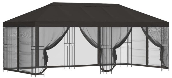 Altán s bočními stěnami 6 x 3 m Antracitová Polyester a ocel