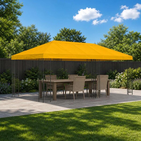 Altán s bočními stěnami 6 x 3 m Žlutá Polyester a ocel 190