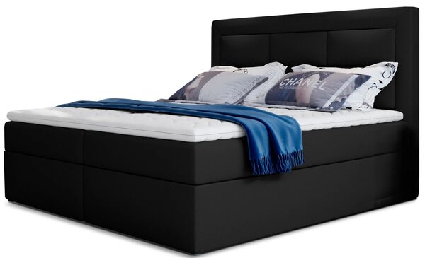 Boxspringová postel 140x200 TERIVO - černá eko kůže