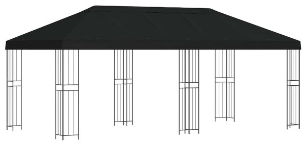 Zahradní altán 6 x 3 m Černá Polyester a ocel 190 gsm