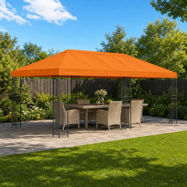 Altán s bočními stěnami 6 x 3 m Oranžová Polyester a ocel 190