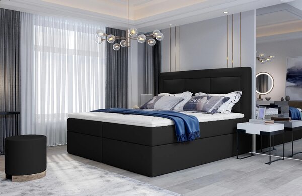 Boxspringová postel 140x200 TERIVO - černá eko kůže