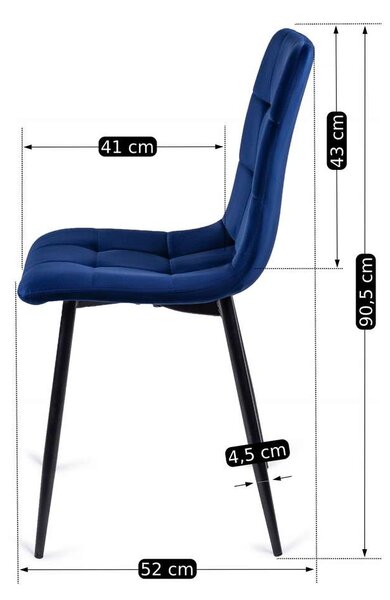 Jídelní židle Daron Velvet, modrá