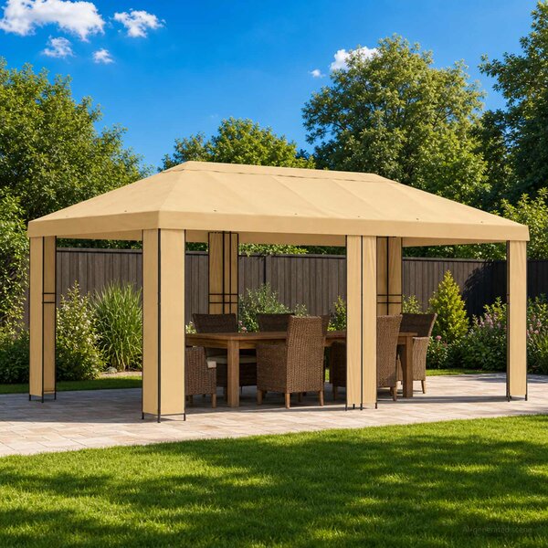 Zahradní altán 6 x 3 m Krémová Polyester a ocel 190