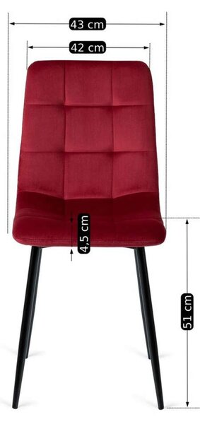 Jídelní židle Daron Velvet, červená