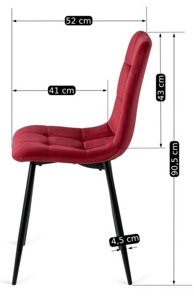 Jídelní židle Daron Velvet, červená