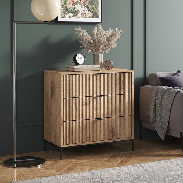 Komoda Vicco Eliza Dub Viking 80 x 81.2 cm se 3 zásuvkami, Model 49499