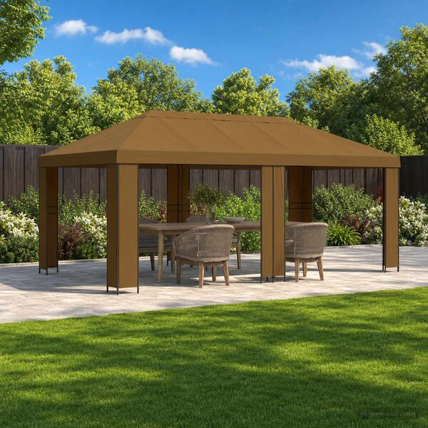 Zahradní altán 6 x 3 m Taupe Polyester a ocel 190