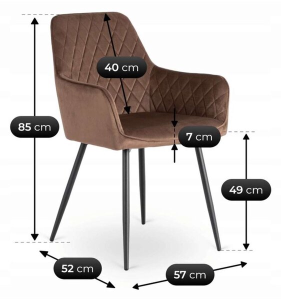 Jídelní židle Mado Velvet, hnědá
