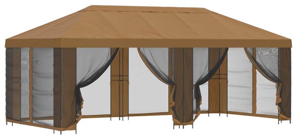 Altán s bočními stěnami 6 x 3 m Béžová Polyester a ocel 190