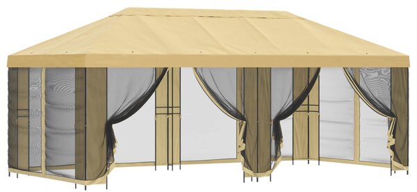 Altán s bočními stěnami 6 x 3 m Krémová Polyester a ocel 190