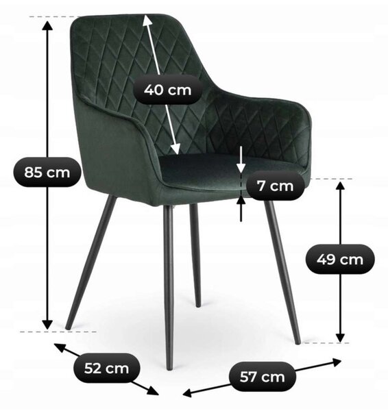 Jídelní židle Mado Velvet, zelená