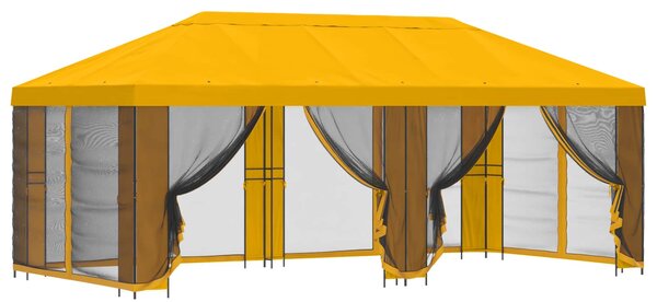 Altán s bočními stěnami 6 x 3 m Žlutá Polyester a ocel 190
