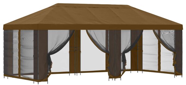 Altán s bočními stěnami 6 x 3 m Taupe Polyester a ocel 190