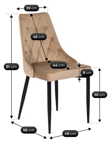 Jídelní židle Nuko Velvet, béžová