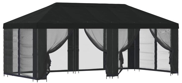 Zahradní altán se stěnami 6 x 3 m Černá Polyester a ocel