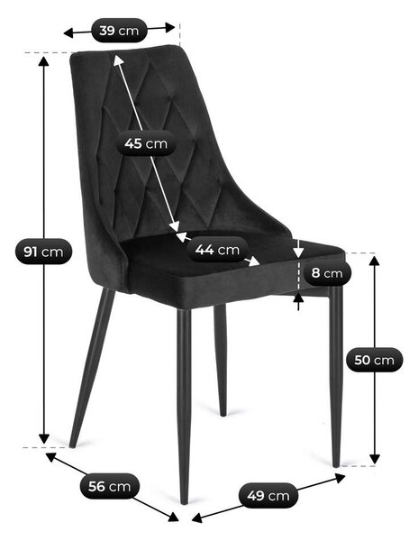 Jídelní židle Nuko Velvet, černá