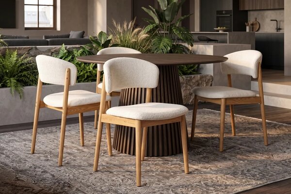 Designová jídelní židle Wadeline krémová / přírodní hnědá