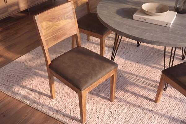 Designová židle Timber II Sheesham / hnědé mikrovlákno
