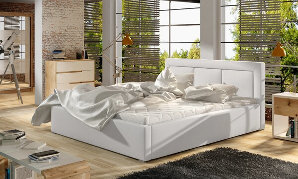 Čalouněná postel 140x200 BELLVARO 2 - bílá eko kůže