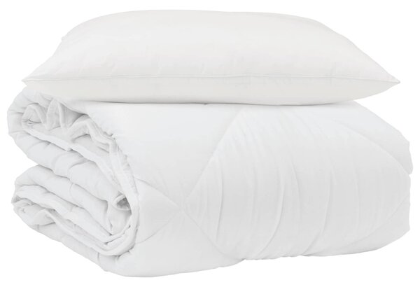 Letní přikrývka s polštářem 2 pcs Bílá Mikrovlákno