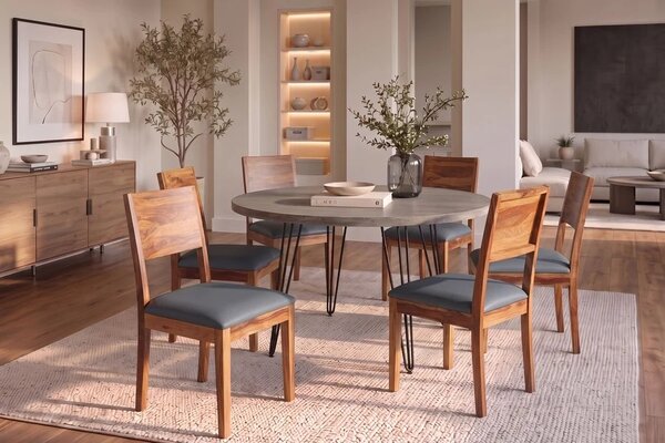 Designová židle Timber II Sheesham / tmavě šedá ekokůže