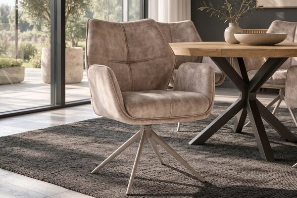 Designová otočná židle Kody šampaňský samet