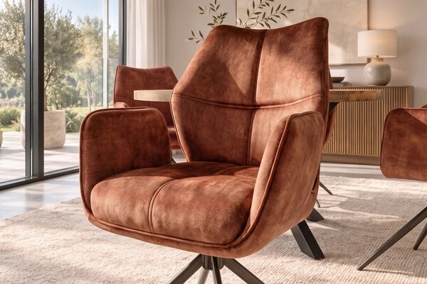 Designová otočná židle Kody rezavě-hnědý samet