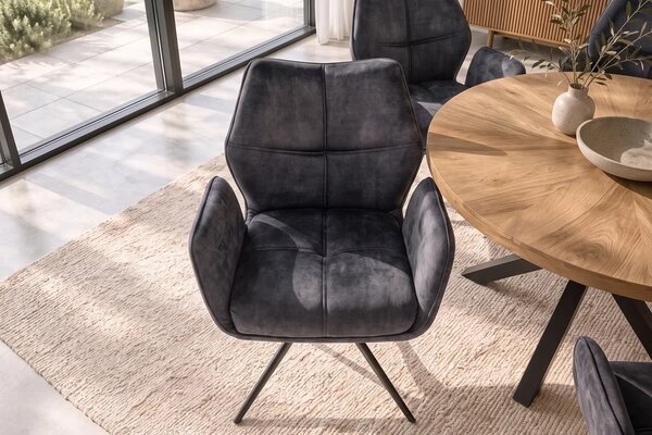 Designová otočná židle Kody tmavě šedý samet