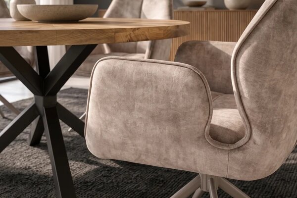 Designová otočná židle Kody šampaňský samet
