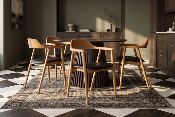 Designová jídelní židle Wadeline černá / přírodní hnědá