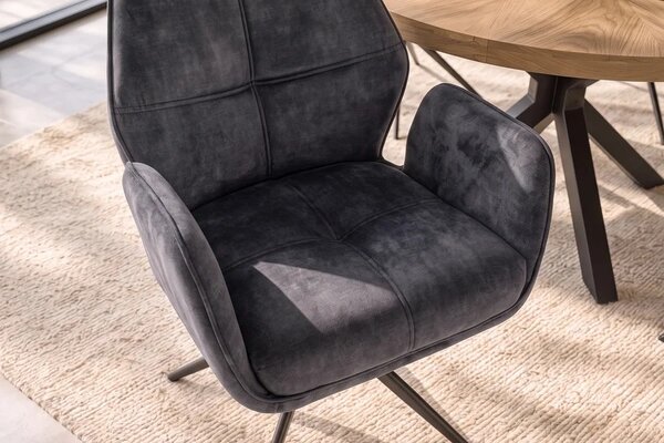 Designová otočná židle Kody tmavě šedý samet