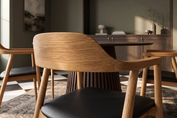 Designová jídelní židle Wadeline černá / přírodní hnědá