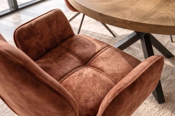 Designová otočná židle Kody rezavě-hnědý samet