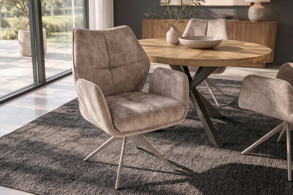 Designová otočná židle Kody šampaňský samet
