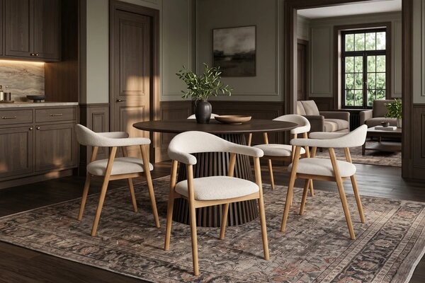 Designová jídelní židle Wadeline II krémová / přírodní hnědá