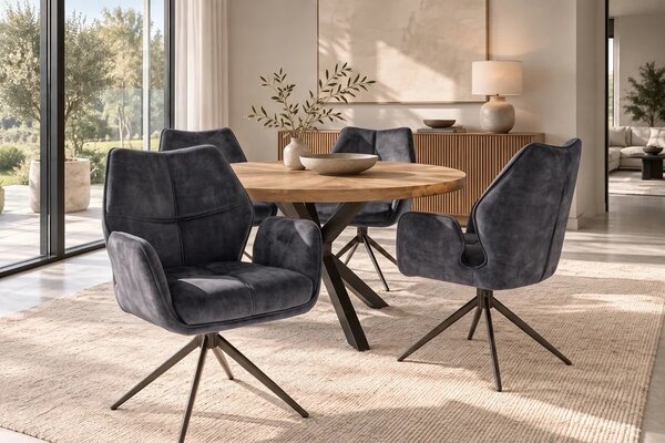 Designová otočná židle Kody tmavě šedý samet