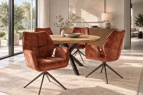 Designová otočná židle Kody rezavě-hnědý samet