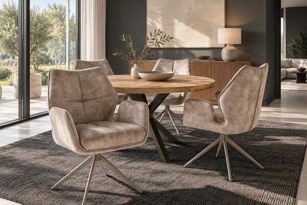 Designová otočná židle Kody šampaňský samet