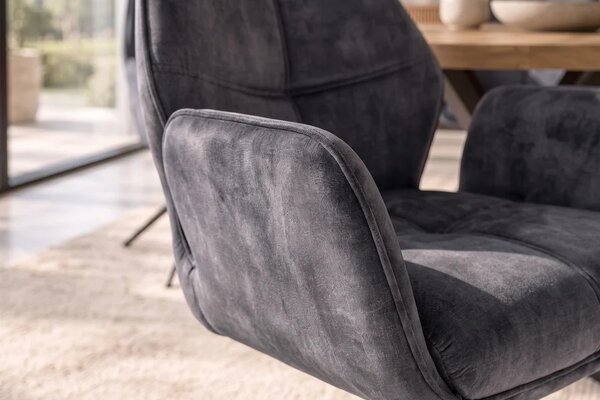 Designová otočná židle Kody tmavě šedý samet