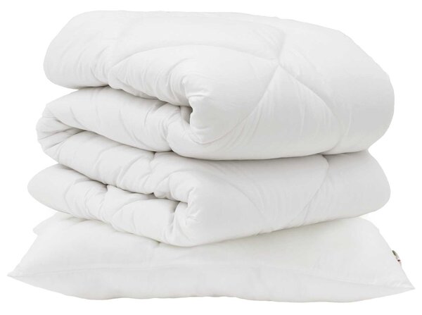 Sada přikrývek s polštářem 2 pcs Bílá Mikrovlákno