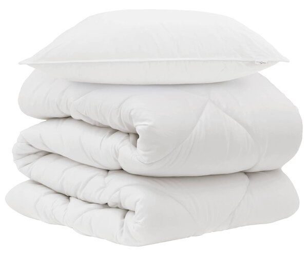 Přikrývka s polštářem 2 pcs Bílá Mikrovlákno