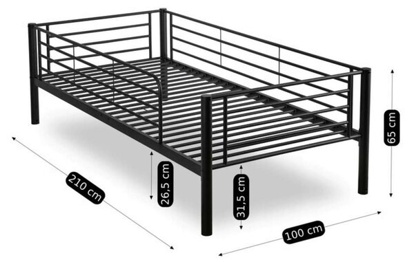Patrová postel Rakobi 90 x 200 cm, černá
