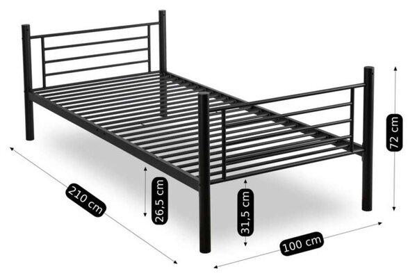 Patrová postel Rakobi 90 x 200 cm, černá
