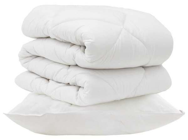 Přikrývka s polštářem 2 pcs Bílá Mikrovlákno