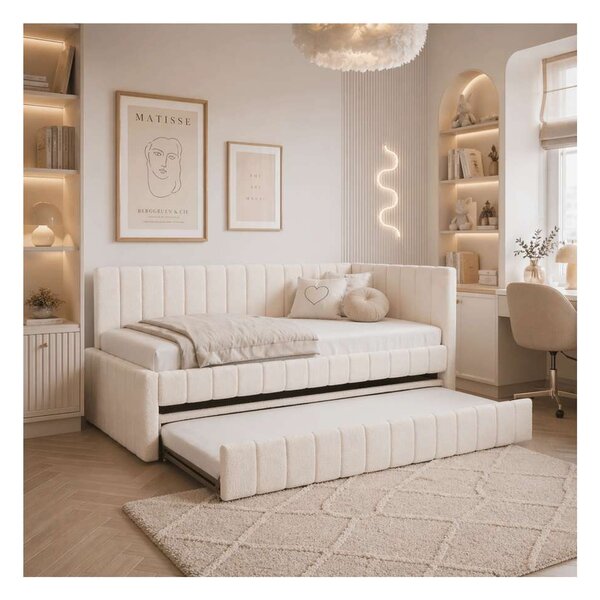 Postel Birmia Bouclé 90 x 200 cm, krémová
