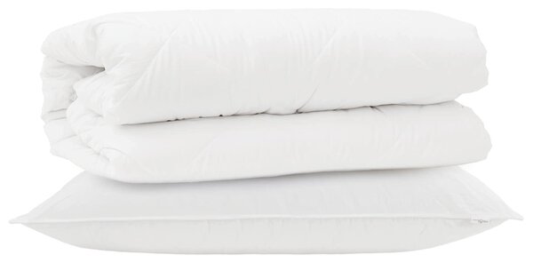 Sada přikrývek s polštářem 2 pcs Bílá Mikrovlákno