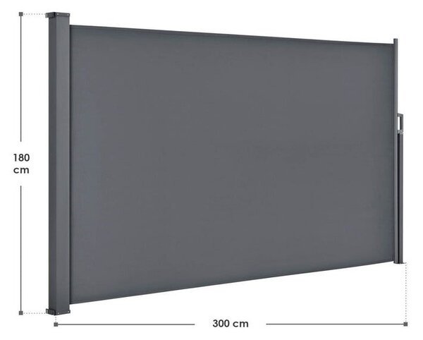Výsuvná boční zástěna, 300 x 180 cm, tmavě šedá