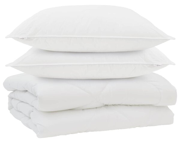 Přikrývka s polštářem 3 pcs Bílá Mikrovlákno