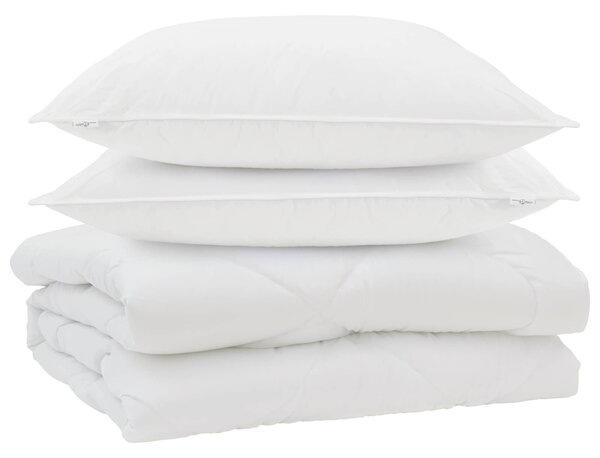 Přikrývka s polštářem 3 pcs Bílá Mikrovlákno